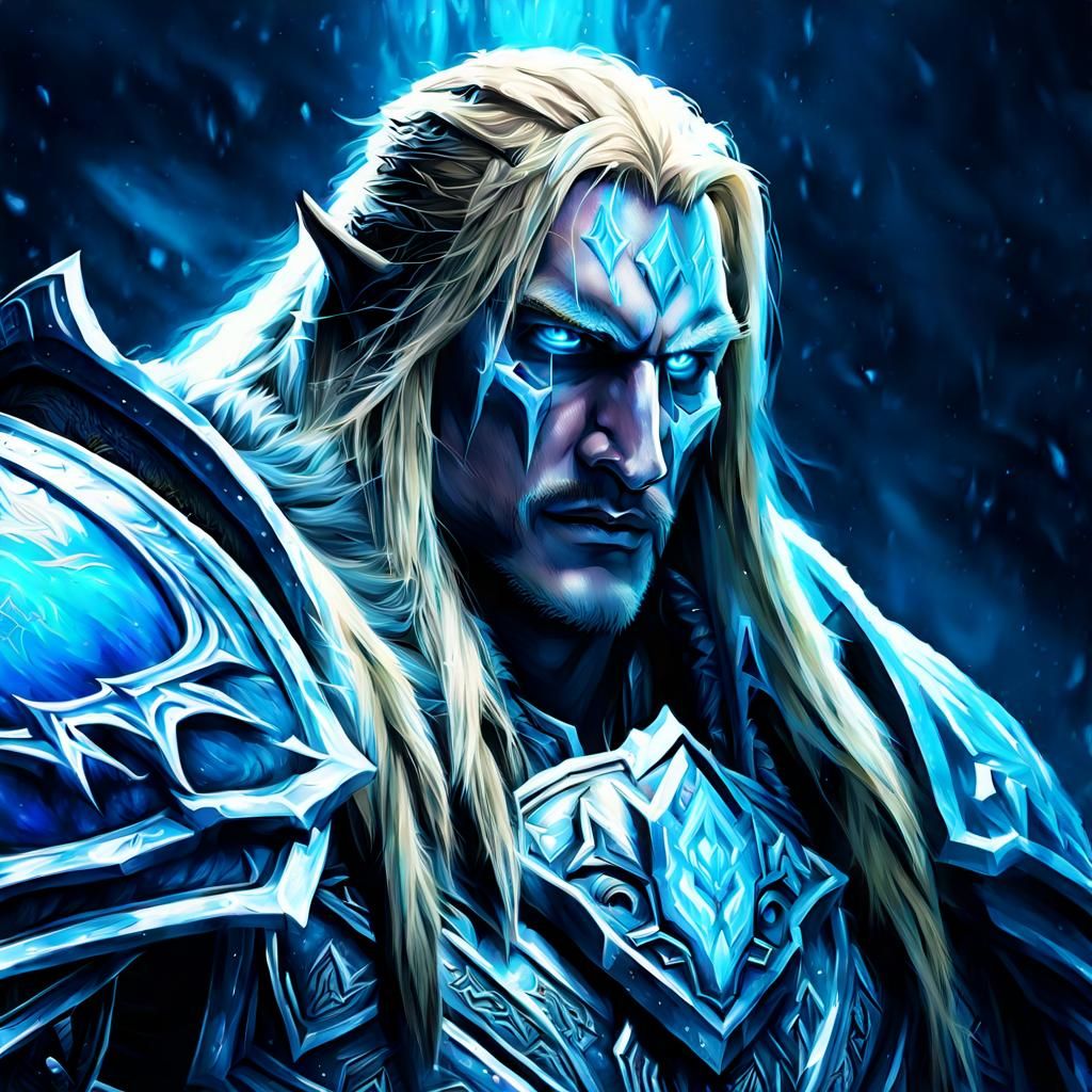 Arthas Menethil: Warcraft Character in Cool Colors