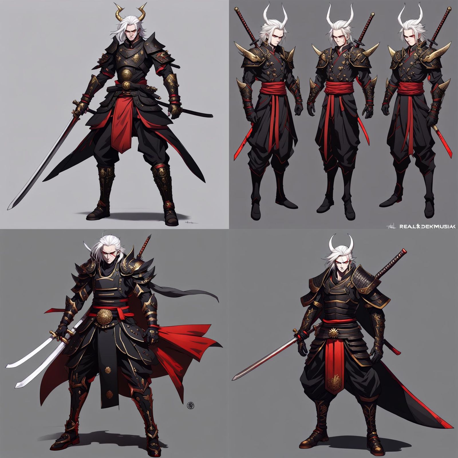 Demonic Samurai Warrior in Anime Style