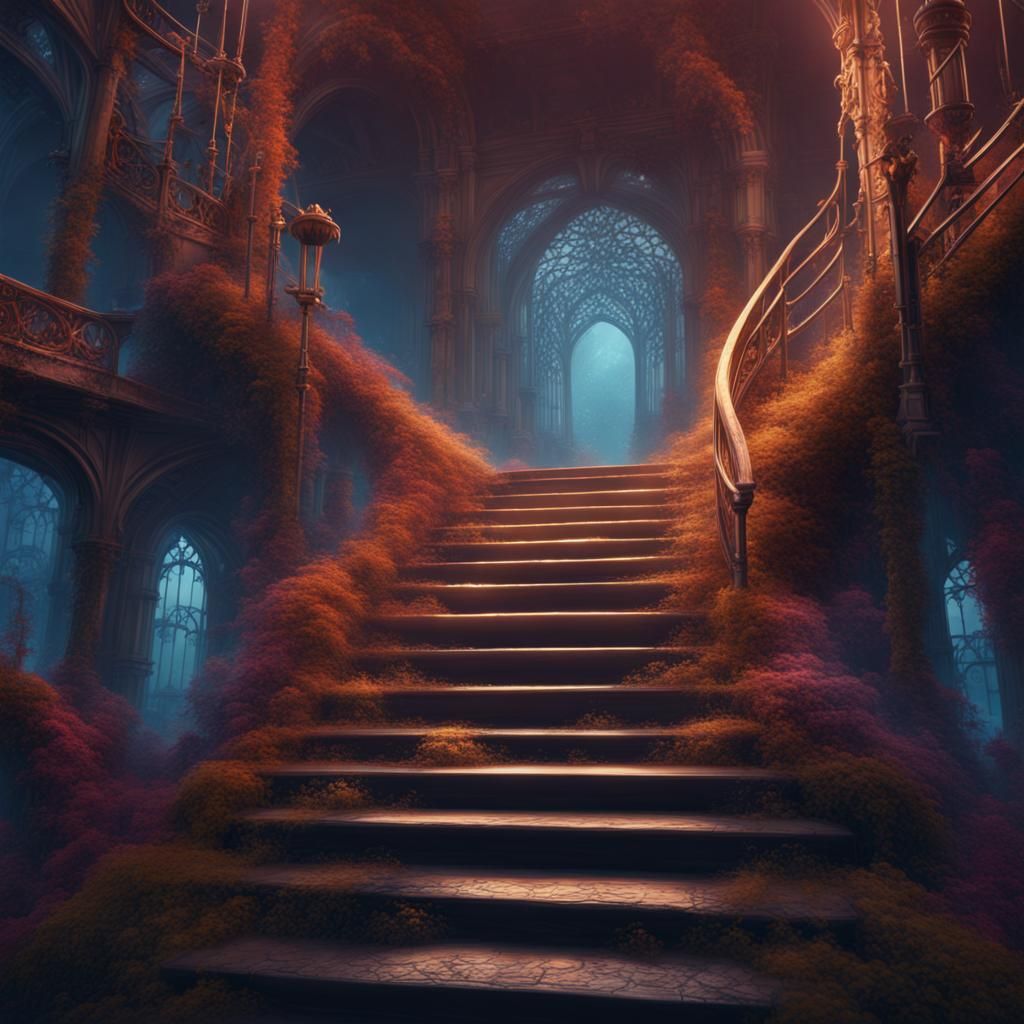 Surreal Stairway to Another World: Fantasy Concept Art
