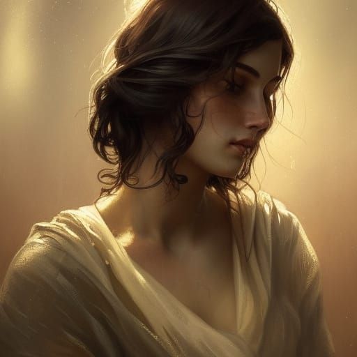 Beautiful Hebrew Shepherdess Portrait in Art Nouveau Style