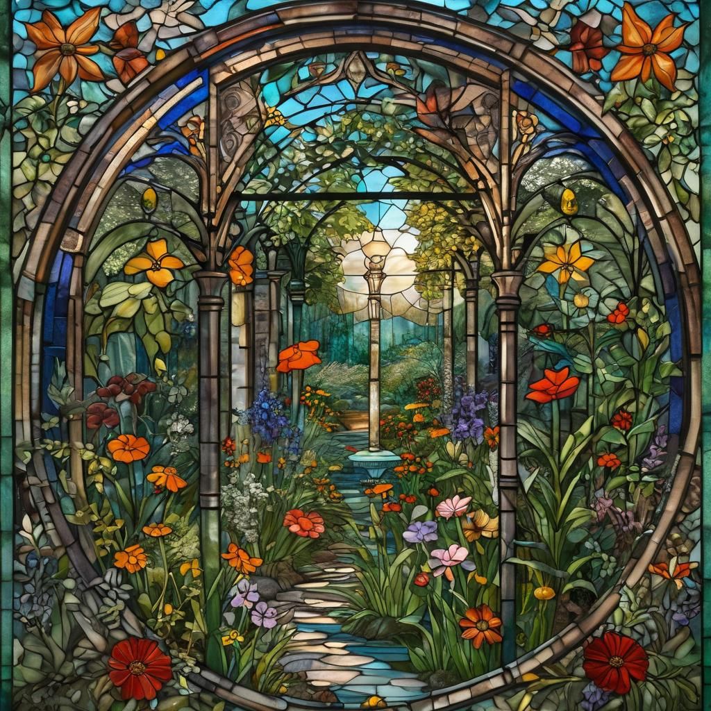 Stained Glass Garden: Intricate and Polished Masterpiece