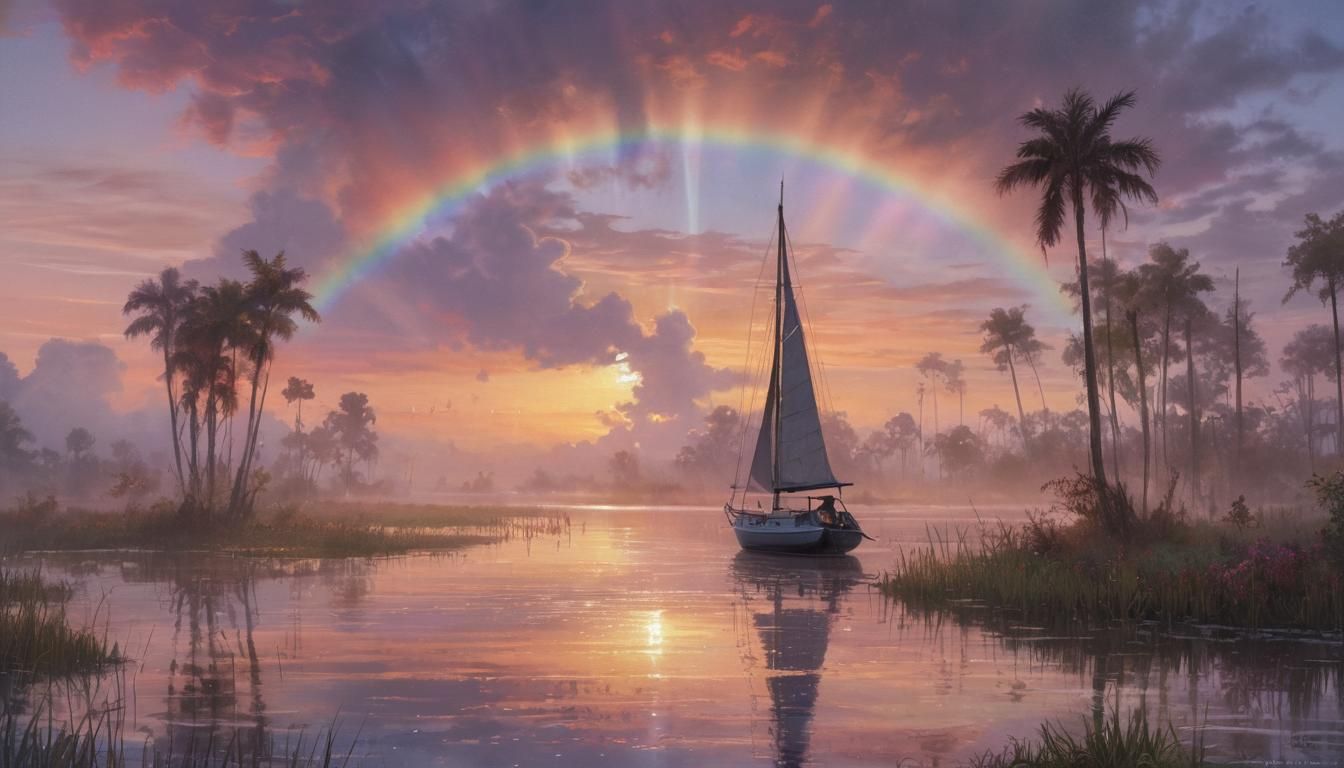Sailboat at Dawn: Watercolor Painting in Florida