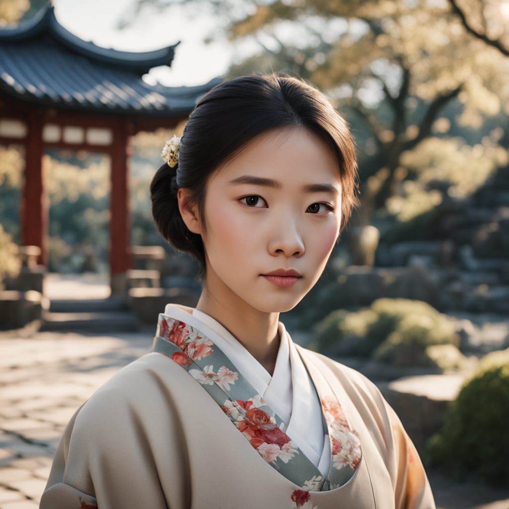 Serene Beauty in Traditional Attire