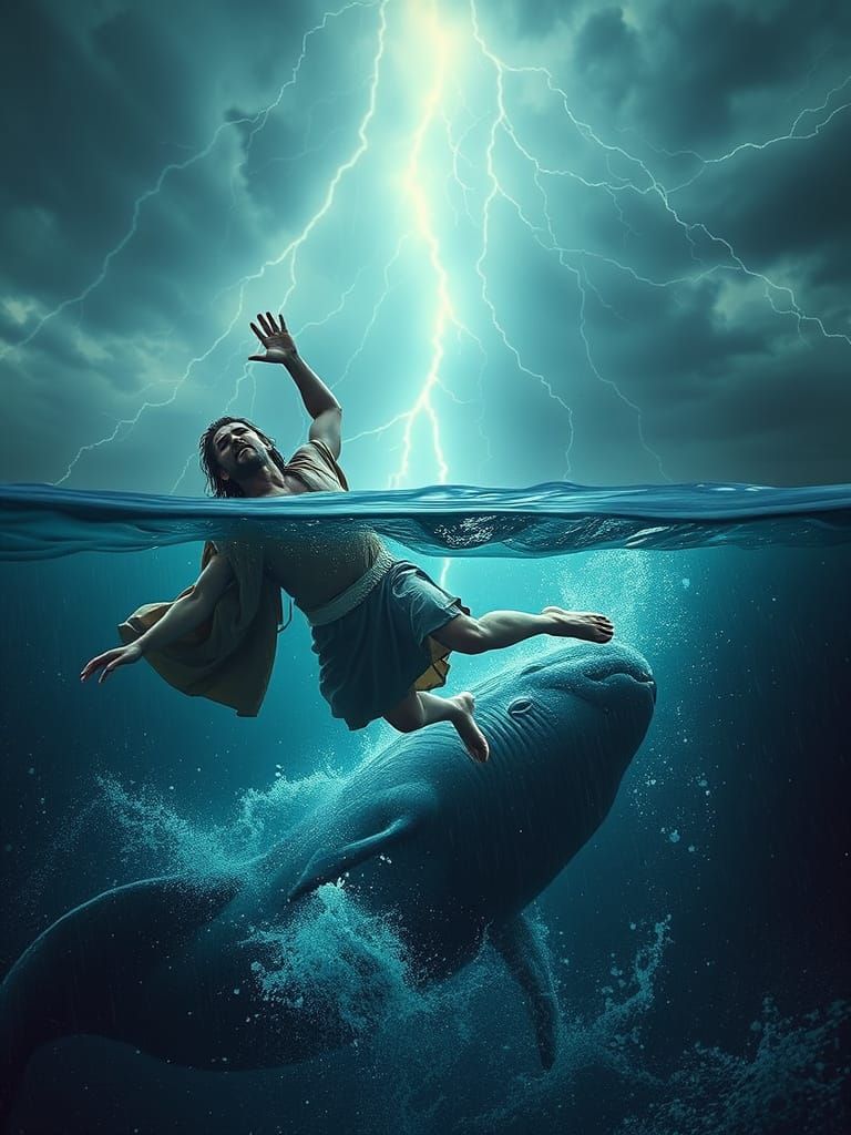 Ancient Israelite Warrior Plunges into the Ocean Amidst a St...