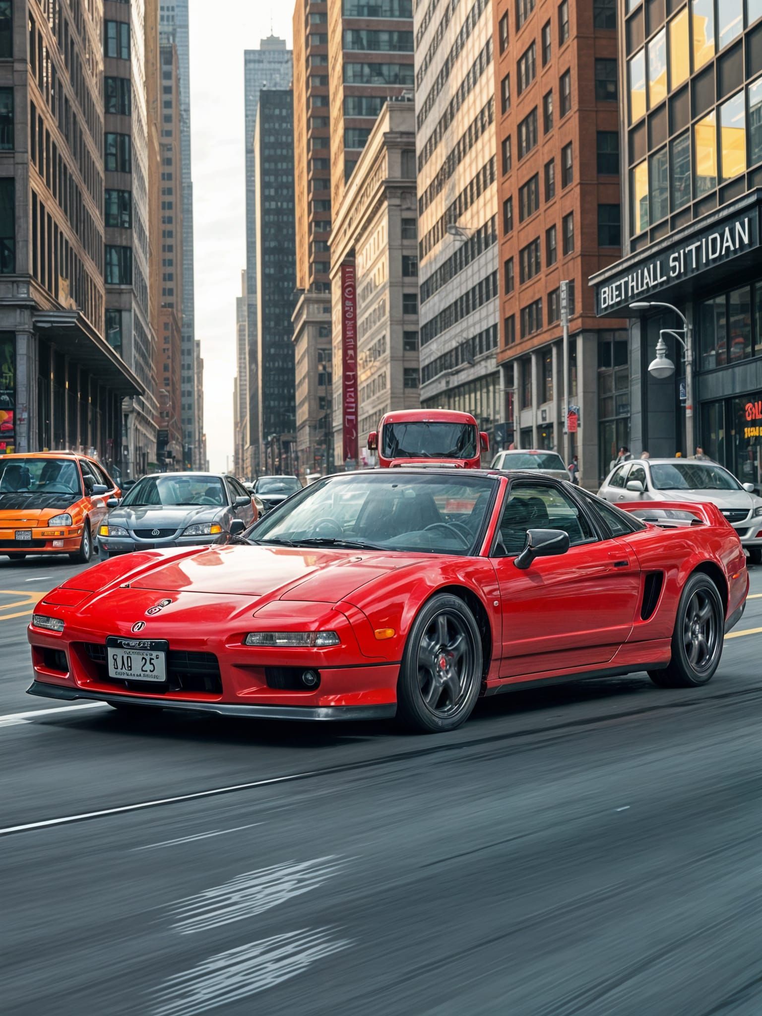 1990 Acura NSX Cruises Through Detroit in Vibrant Comics-Sty...