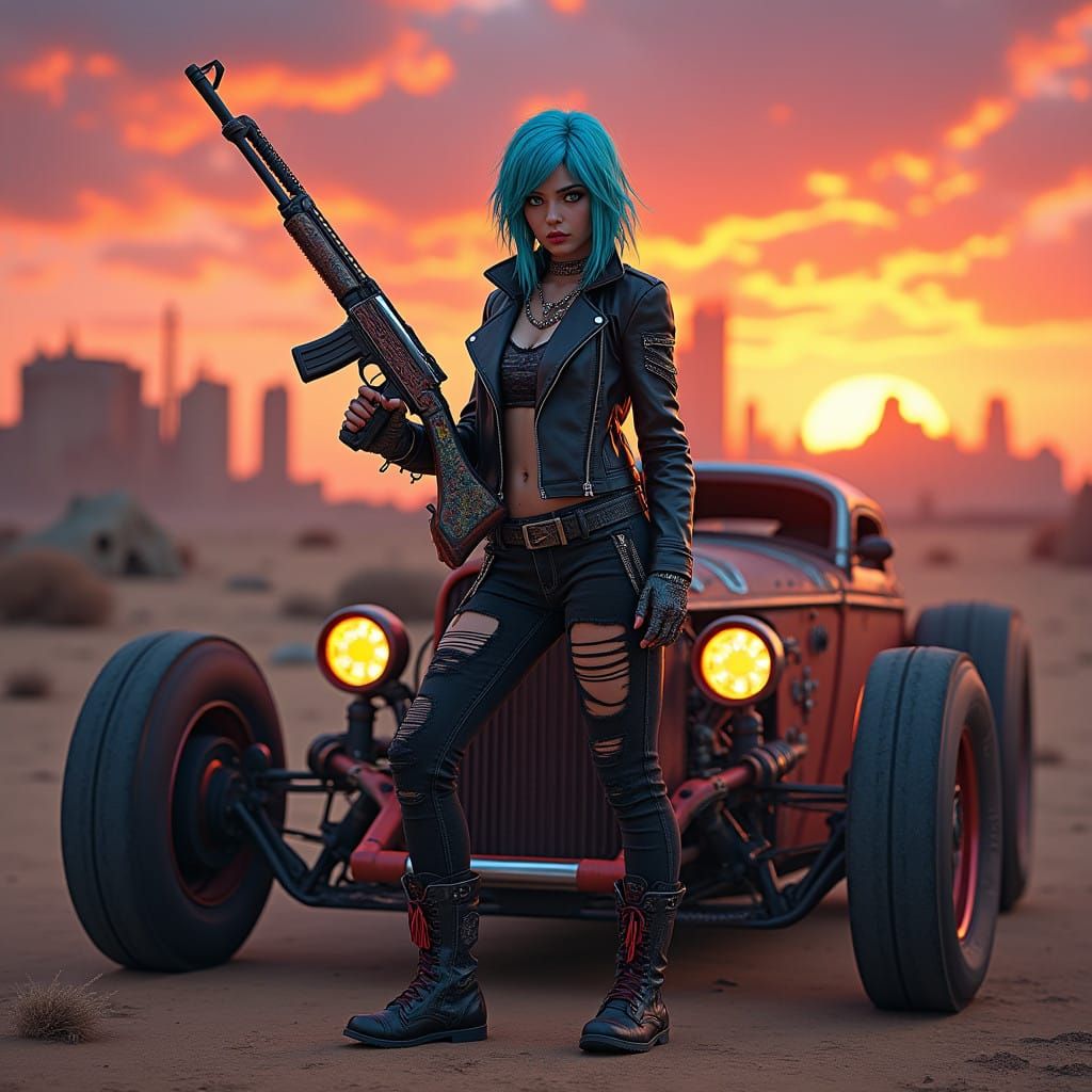 Rebel Heart in the Wasteland: Electric Blue Goddess with Sho...