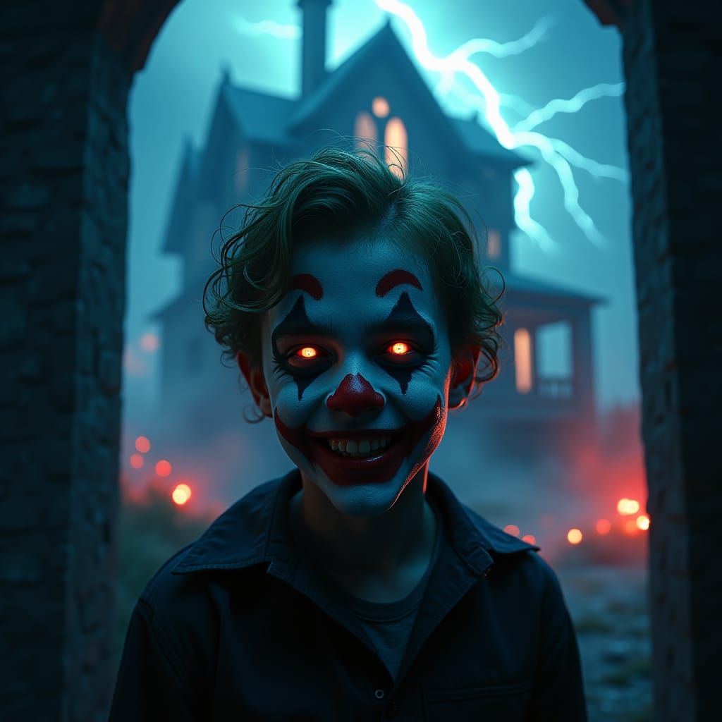 Terrifying Joker Boy at Collapsing Haunted House