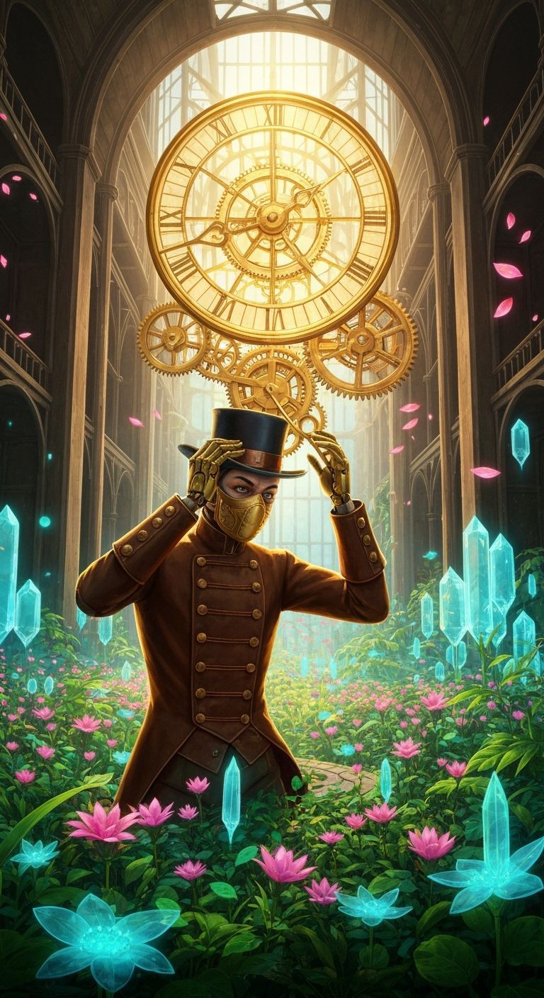 Automaton's Bioluminescent Garden in Steampunk Clock Tower