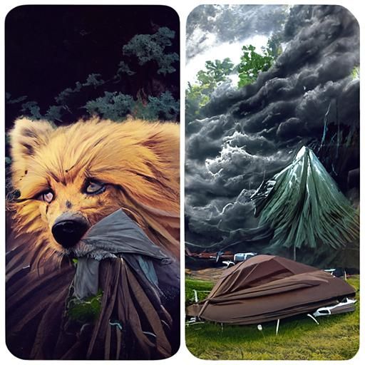 Campsite Before and After a Storm