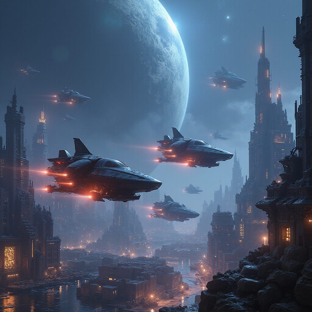 Futuristic Cityscape in Cyberpunk Style