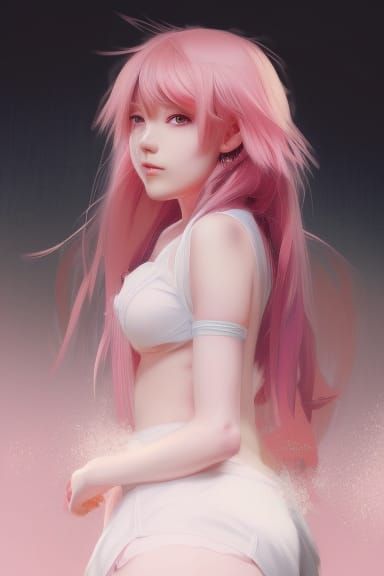 Anime Girl with Teddy Bear, Hyperdetailed Portrait