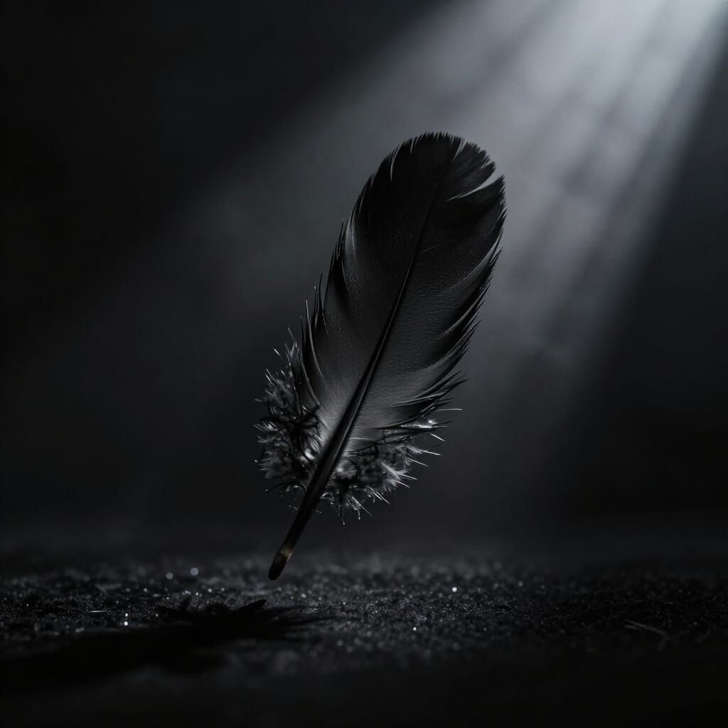 Ethereal Black Feather in Celestial Light
