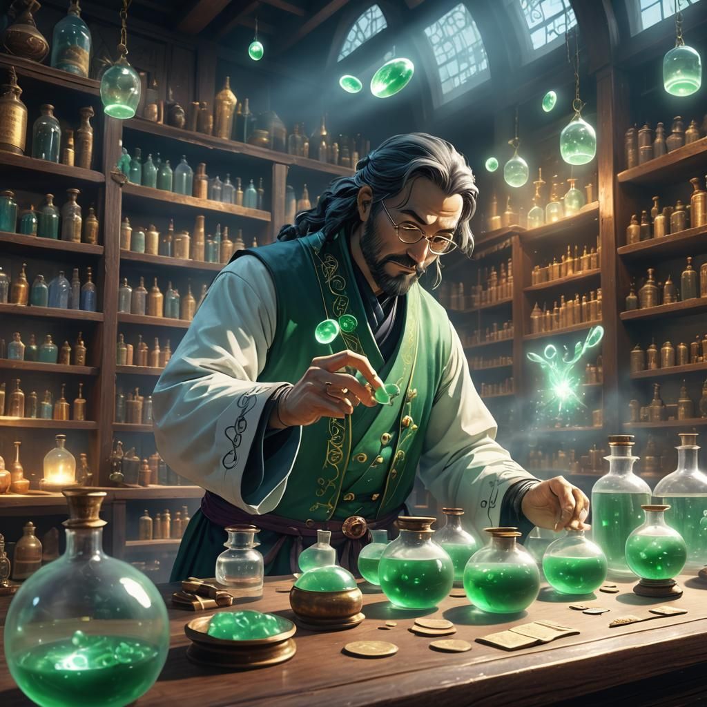 Mystical Alchemist's Laboratory: Anime-Style Concept Art