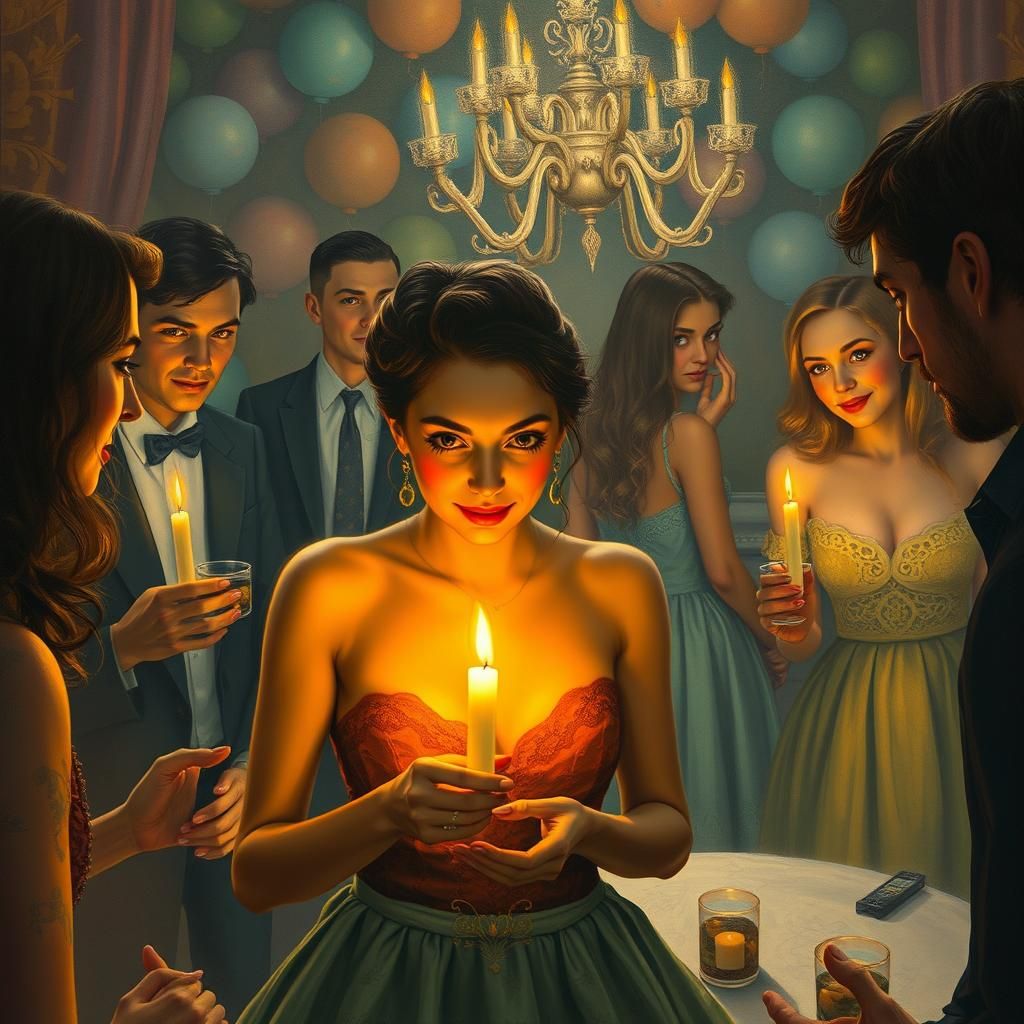 Woman with Candle at Surrealist Party