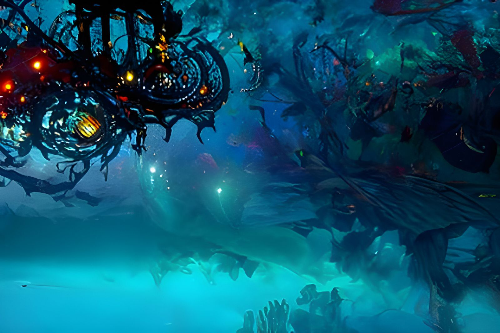 Submerged in Darkness: A Hyperrealistic Digital Painting