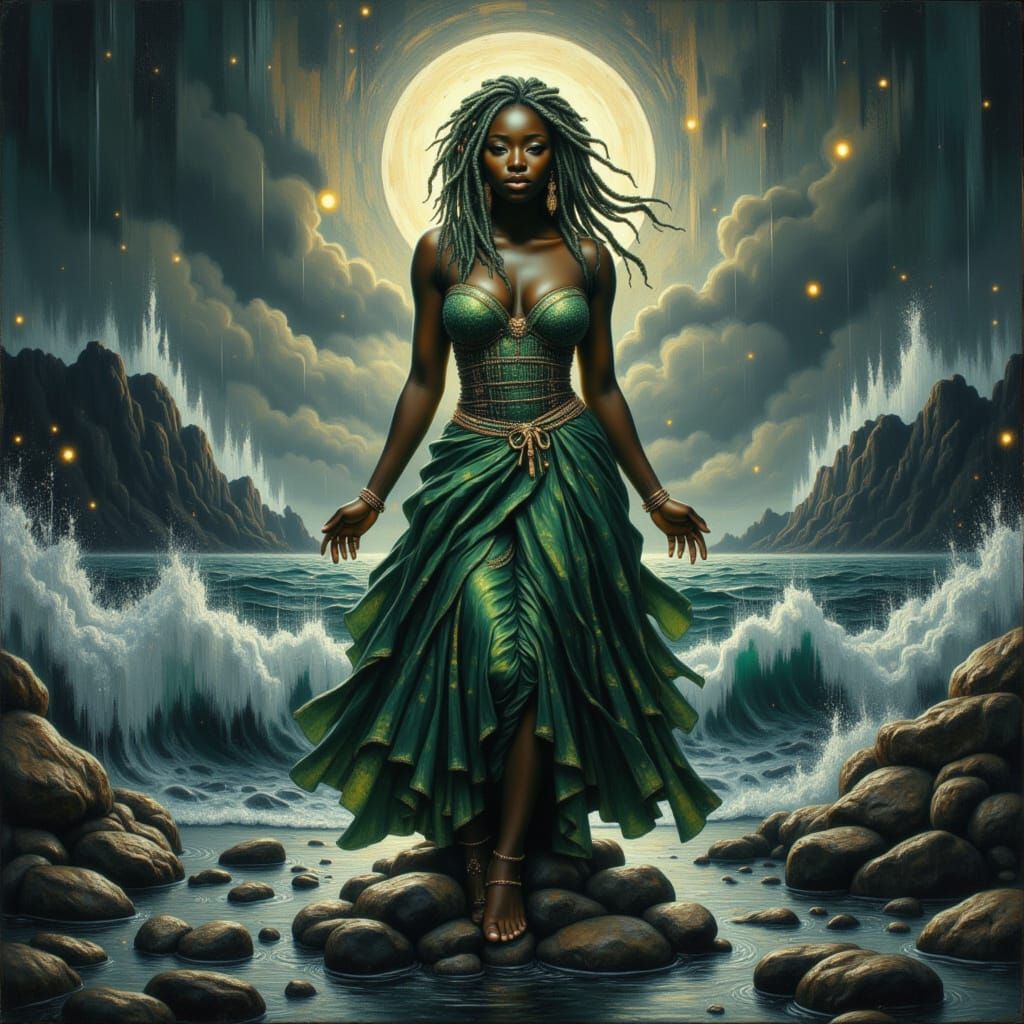 Elemental Fae Witch of the Volatile Green Sea