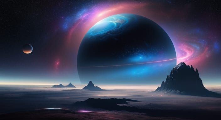 Vast Alien Planet in Cosmic Space by John Harris Style