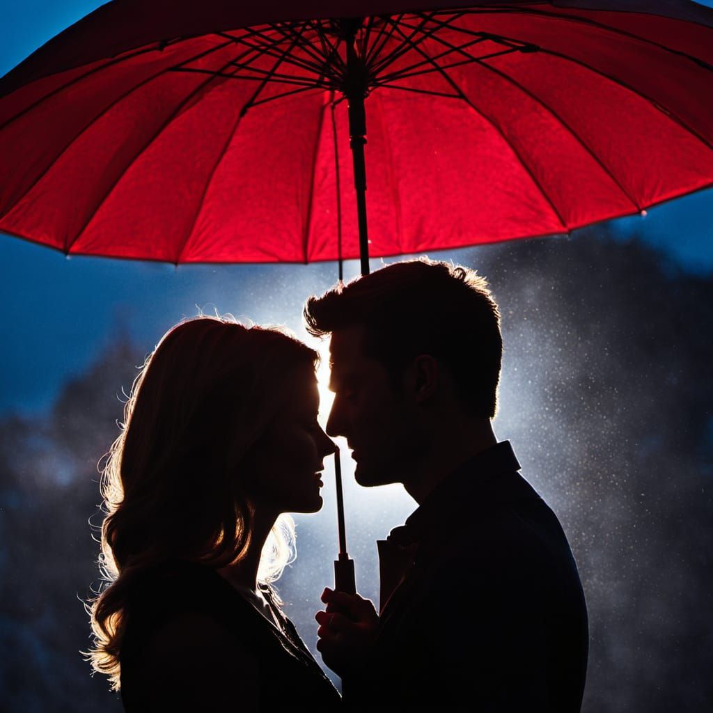 Romantic Silhouette in Red Glow