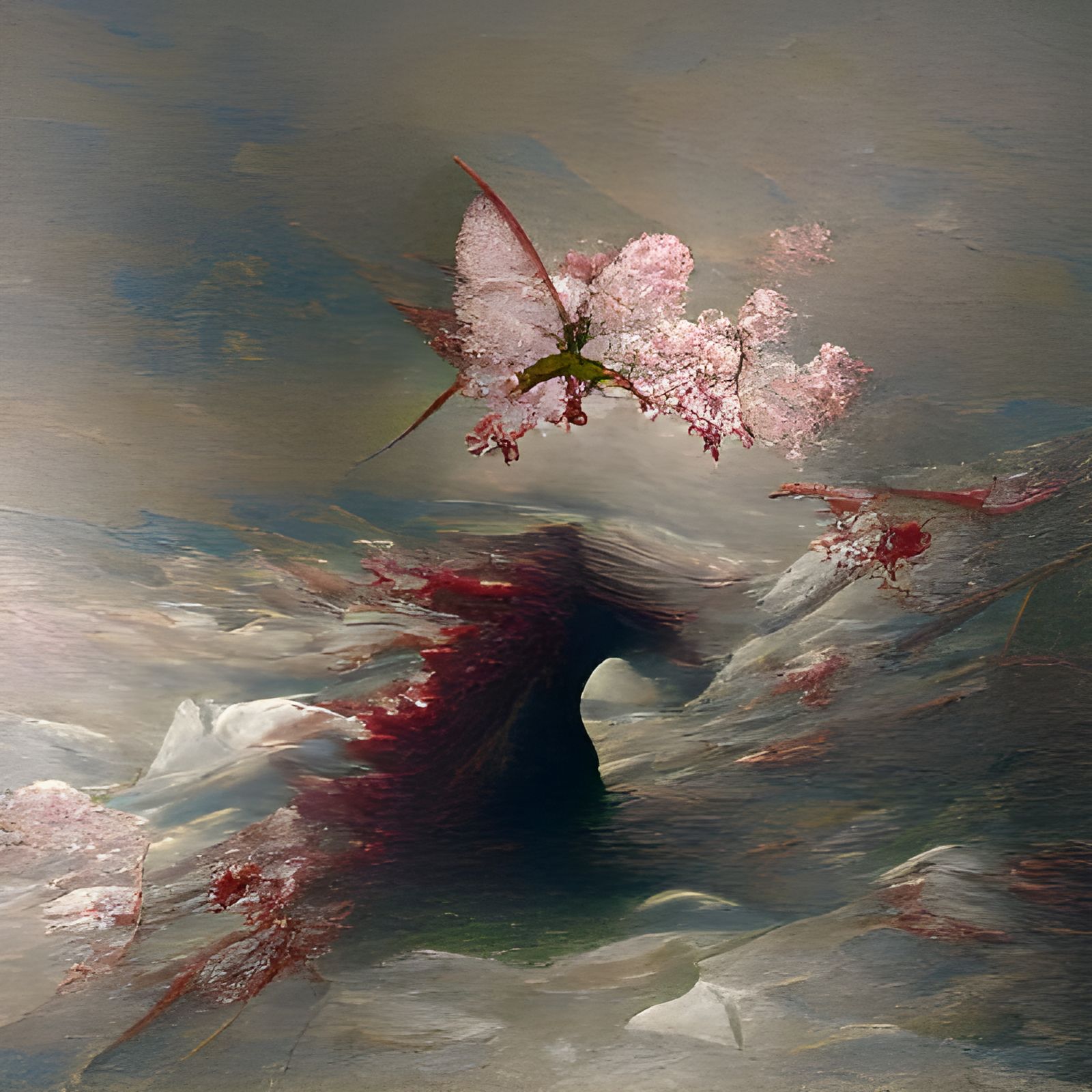 Eerie Cherry Blossoms in Gothic Horror Style