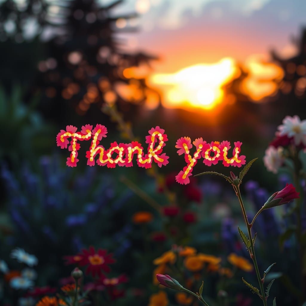 Floral "Thank You" in Sunset Garden