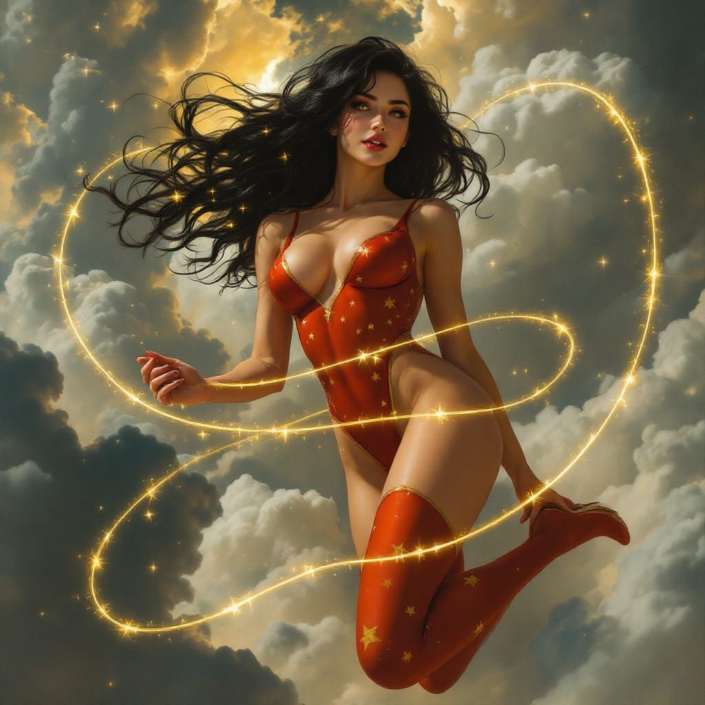 Wonder Girl in Pre-Raphaelite Style