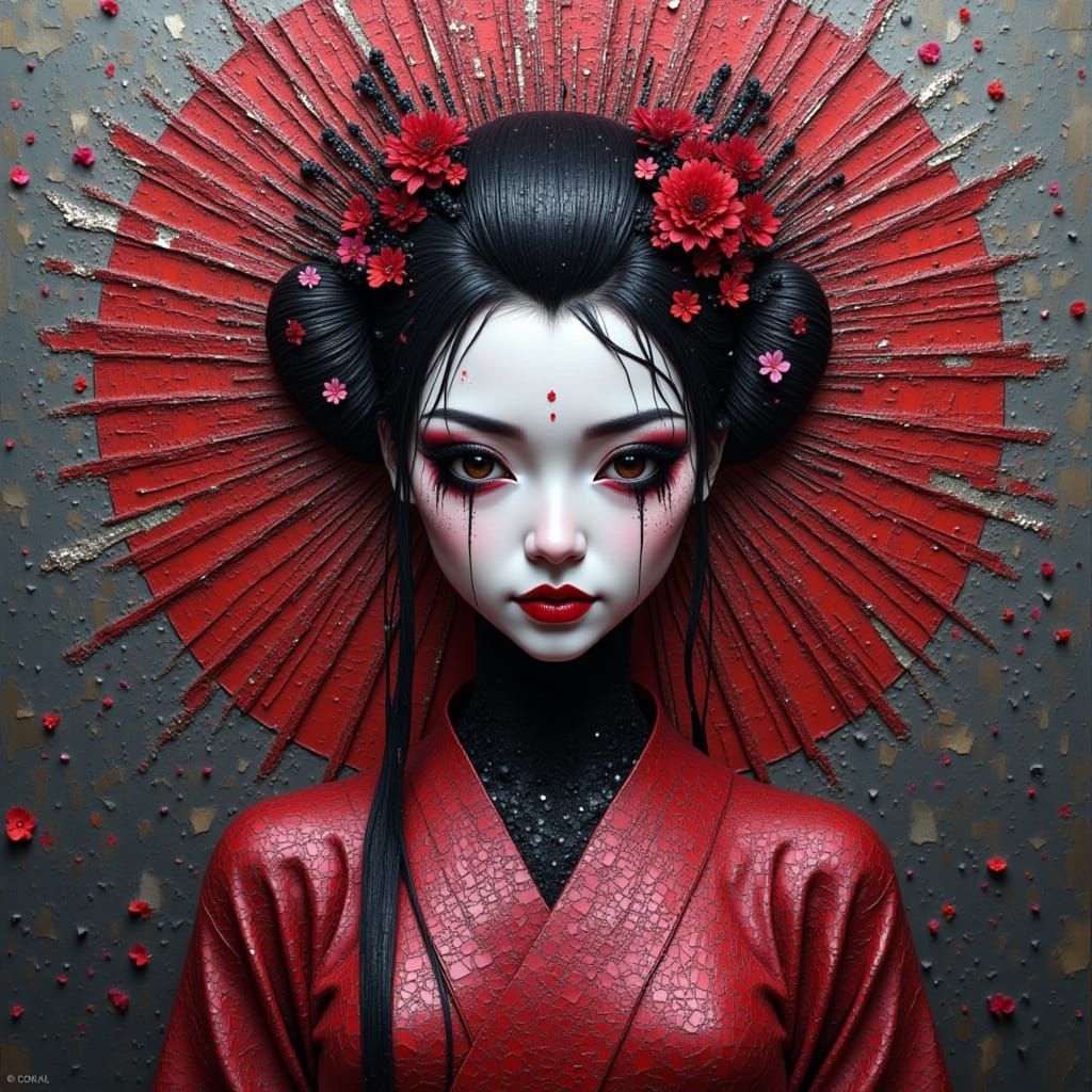 Ethereal Geisha in Dark Splendor