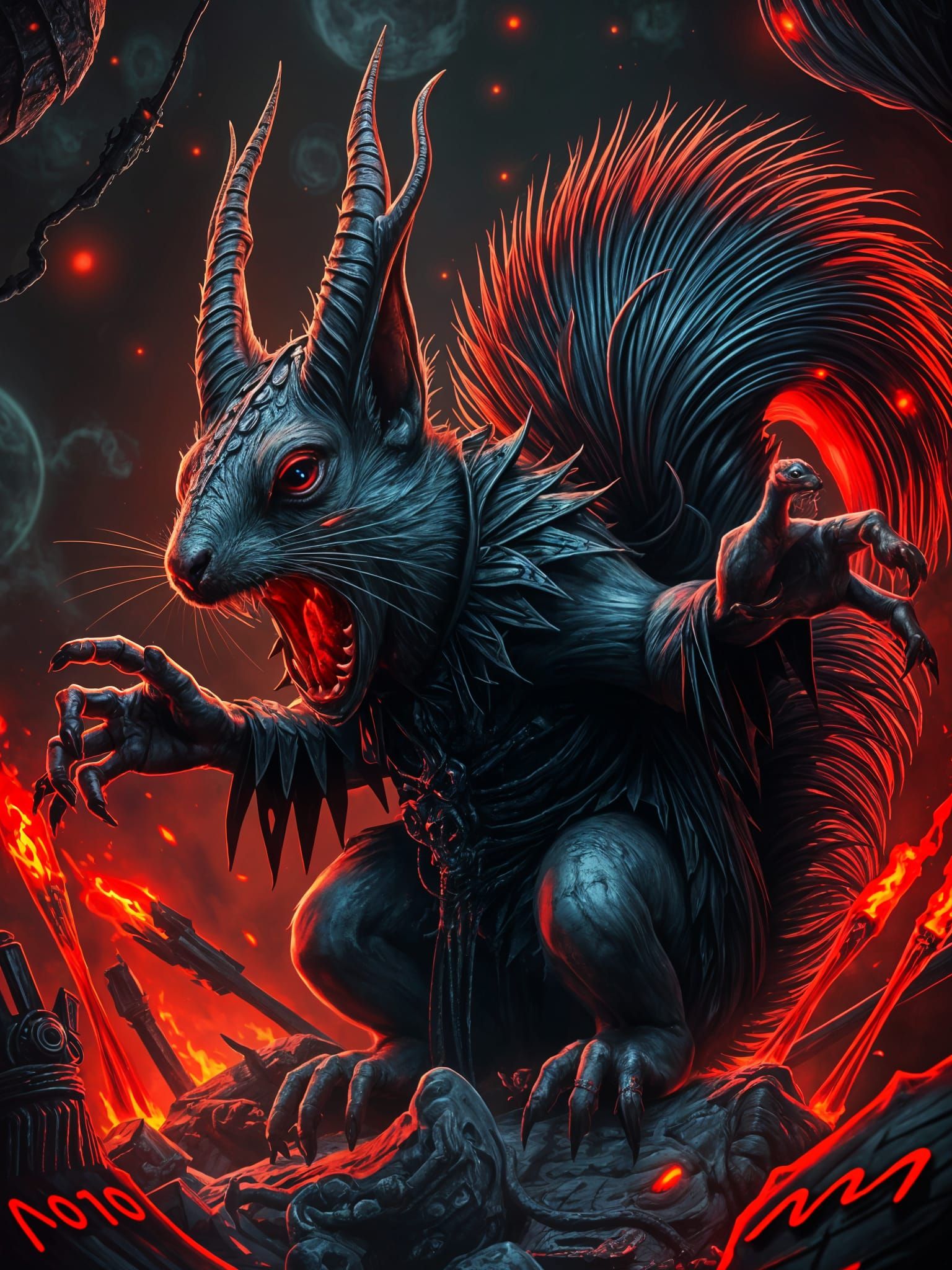 Demonic squirrel from hell, cover book, for horror cosmic ps...