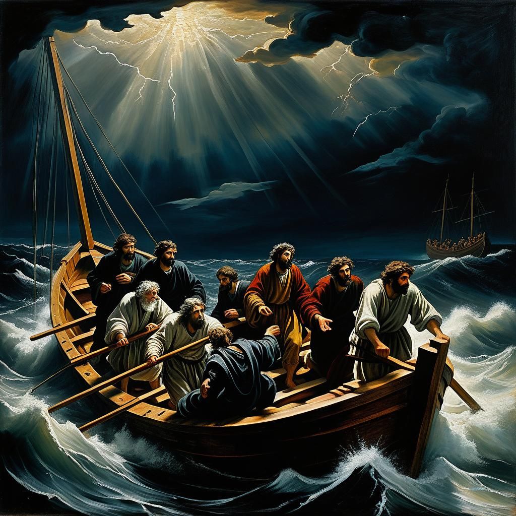 Jesus Calms the Storm: A Baroque Painting