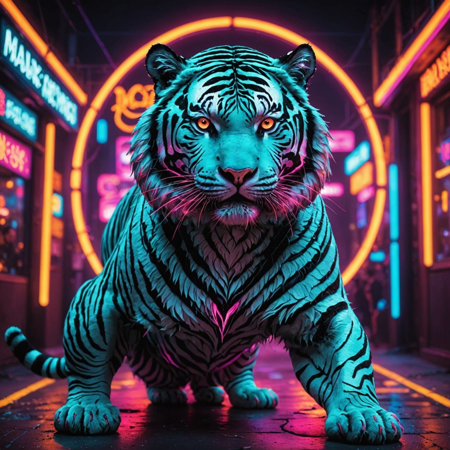 Neon Tiger Art: A Dance of Light