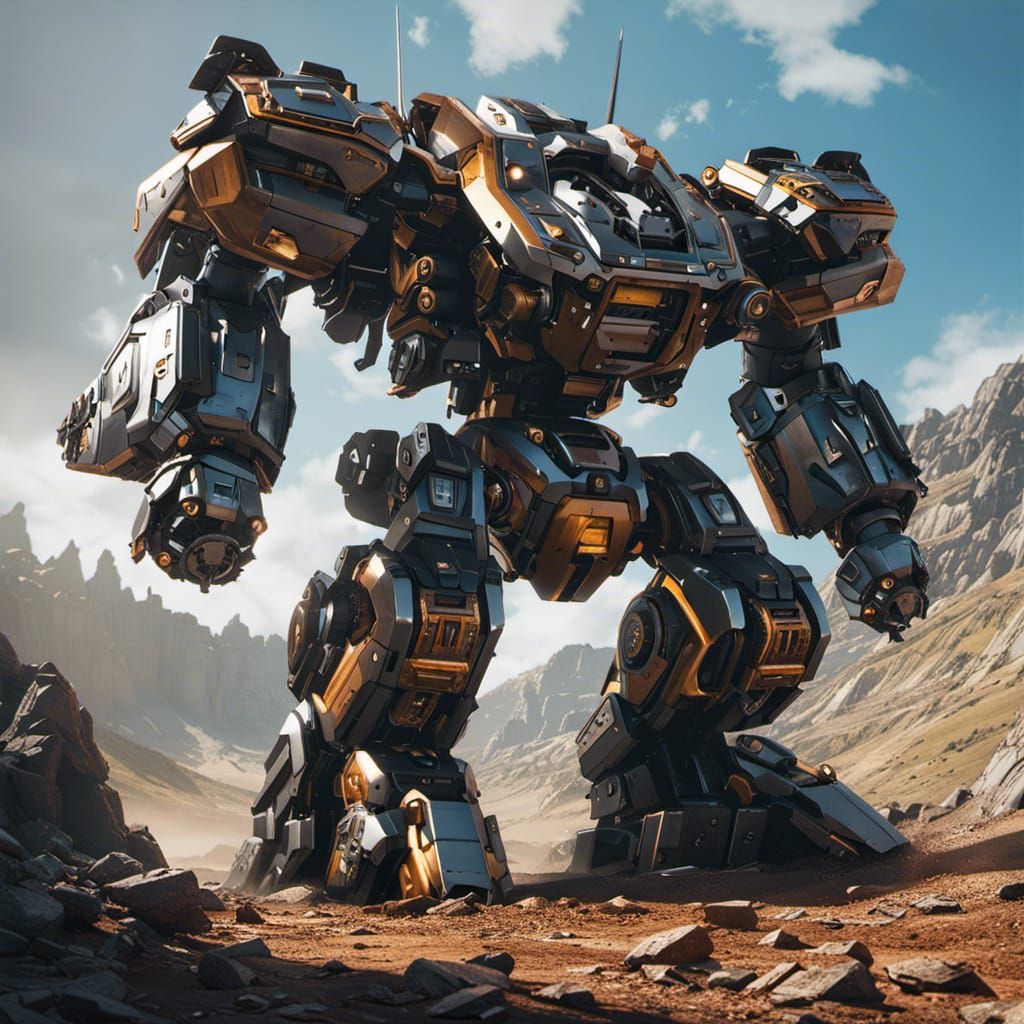 Giant Mecha in 19th Century Realism Style