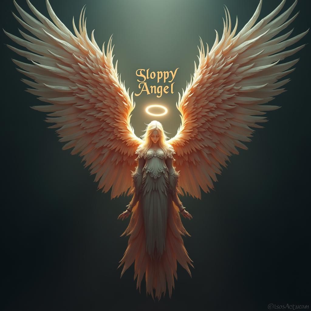 Majestic Angelic Wings with Halo in Surreal Style