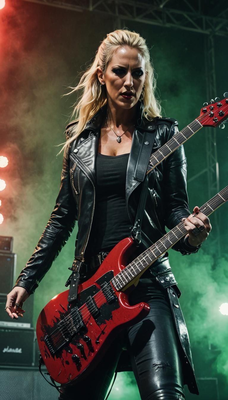 Ouch! Hurricane Nita Strauss shredding on stage