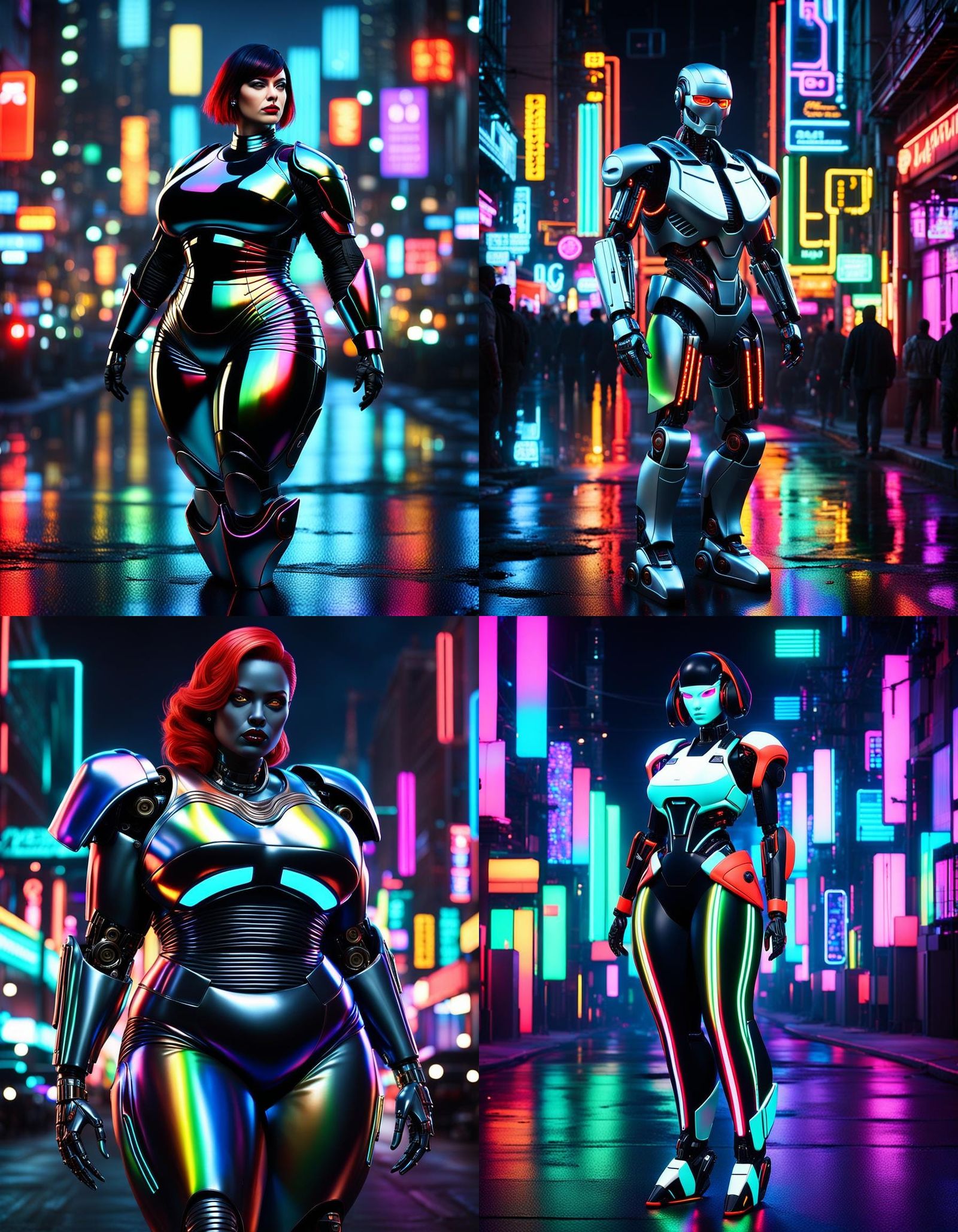 Hyper-Realistic Curvy Figure in Rainbow Saree