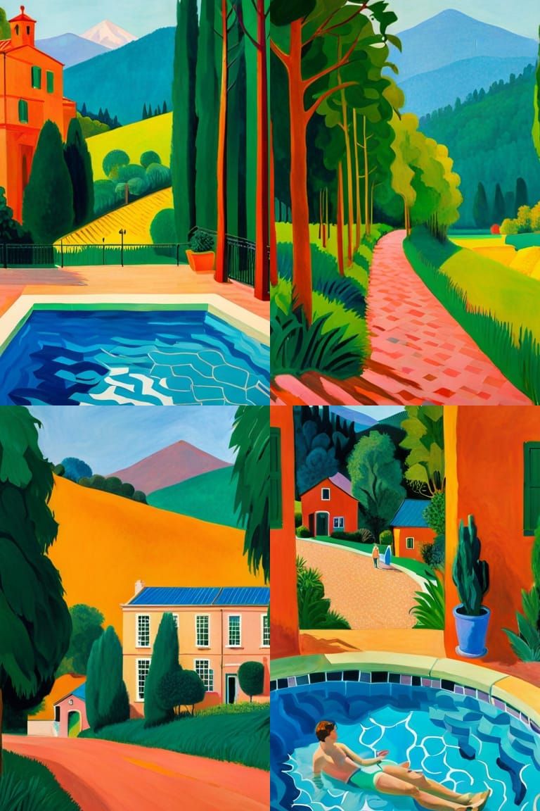 Vibrant Landscape in a Hockney Style
