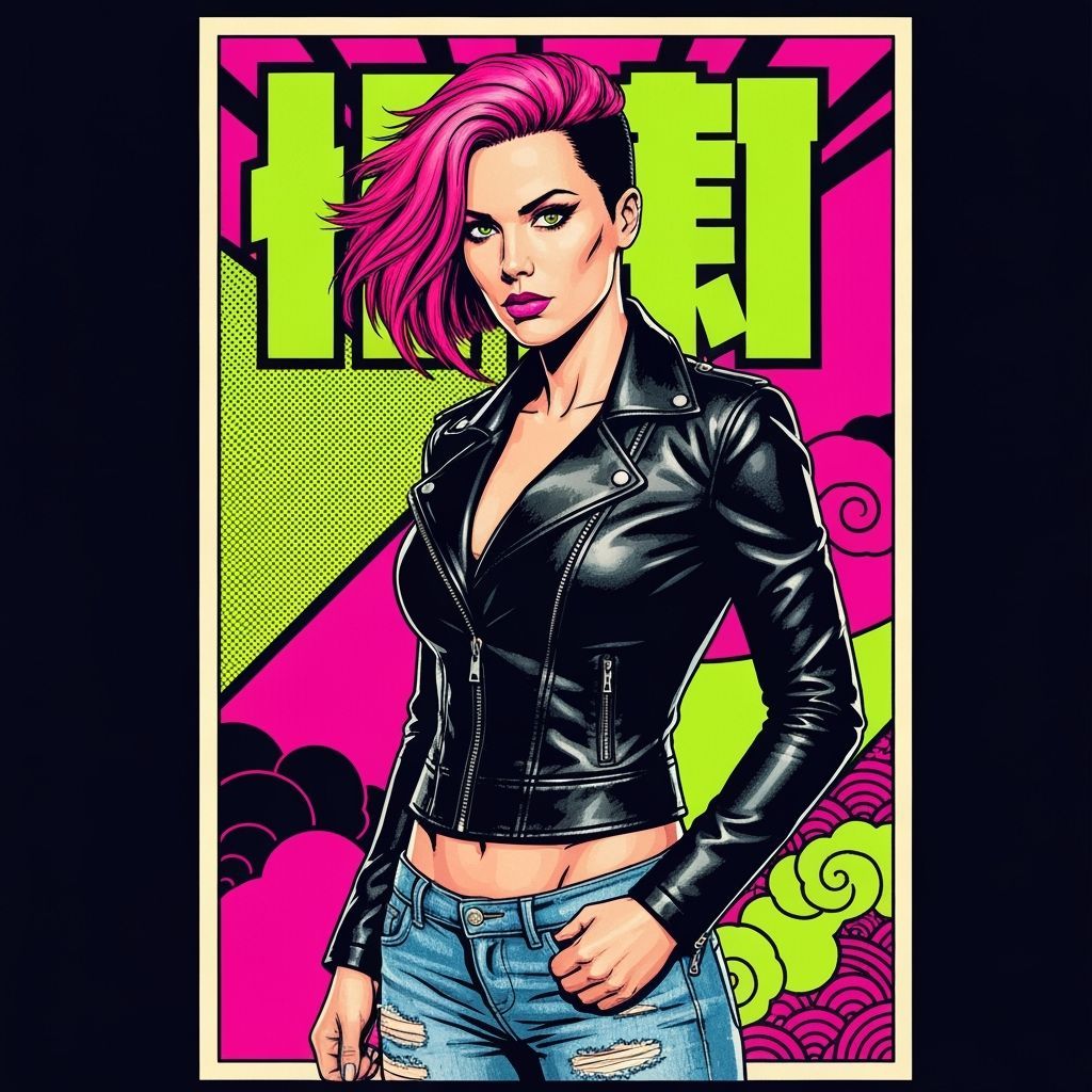 Pop Art Woman with Pistol in Comic Style