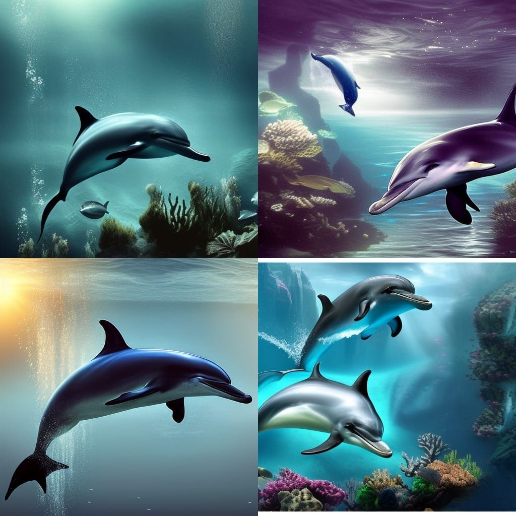 Underwater Dolphin Digital Matte Painting