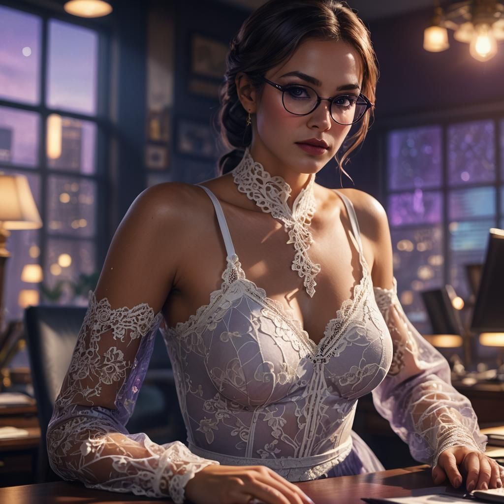 Elegant Secretary in Art Nouveau Style