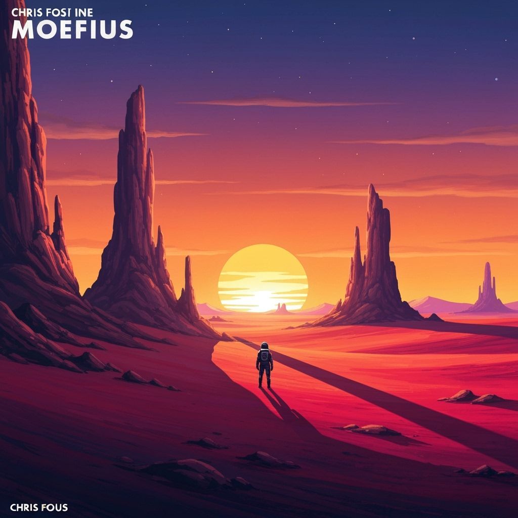 Astronaut on Alien Desert with Binary Sunset