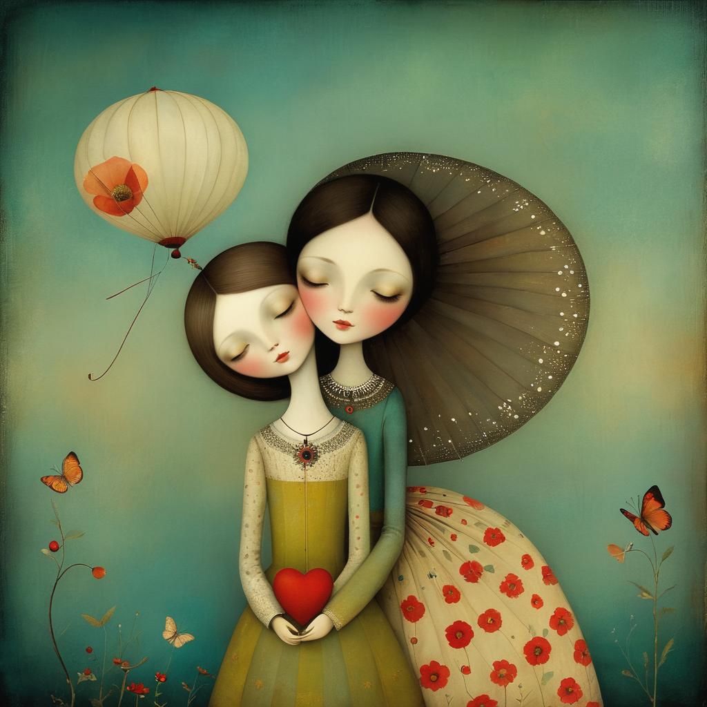 Dreamlike Friendship Digital Art Collage