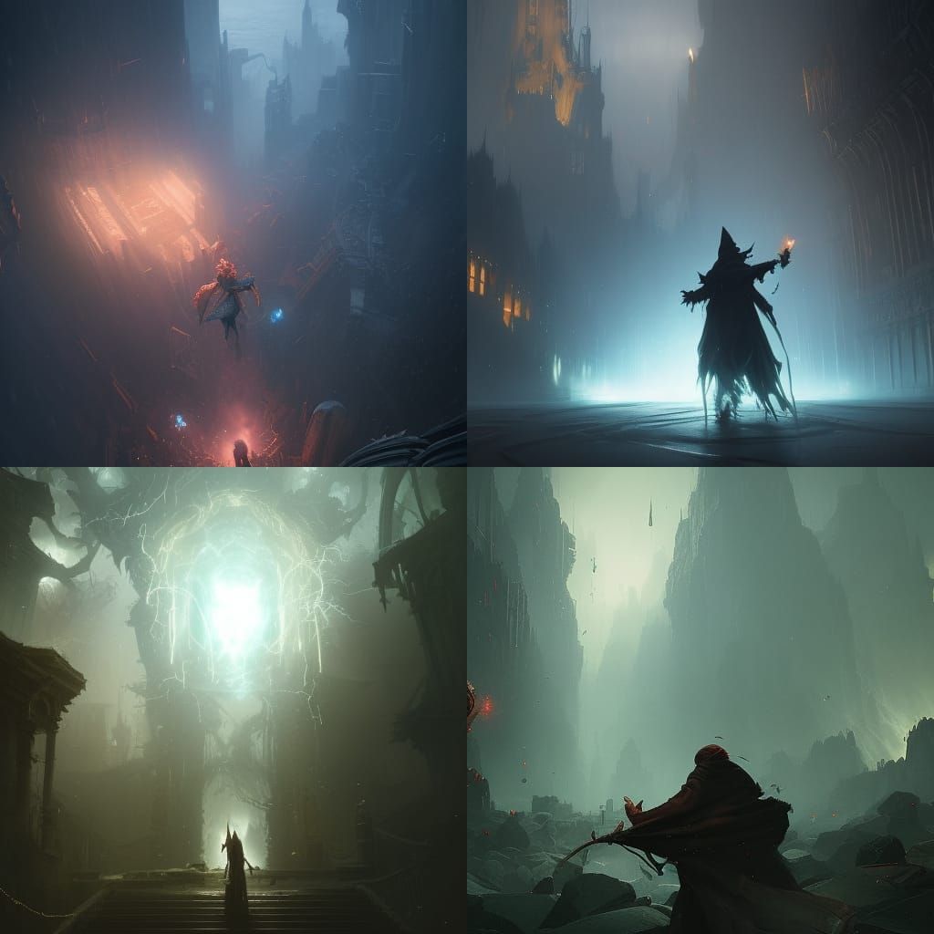 Wizard Manipulating Time: Dark Fantasy Concept Art