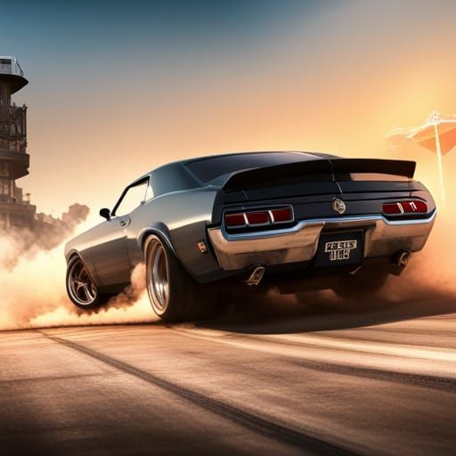 Muscle Car Burnout: 3D Concept Art in 8k