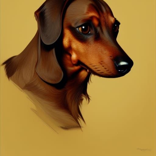 Detailed Dachshund Portrait by Greg Rutkowski