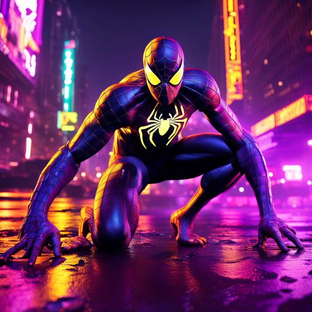 Neon Venom Spider-Man Concept Art in 8K