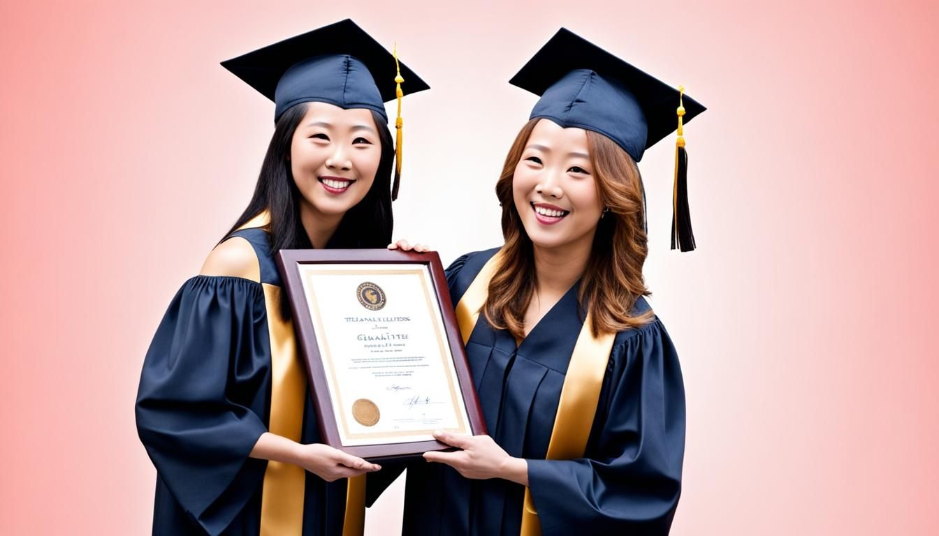 Woman Expressing Gratitude with Graduation Diploma