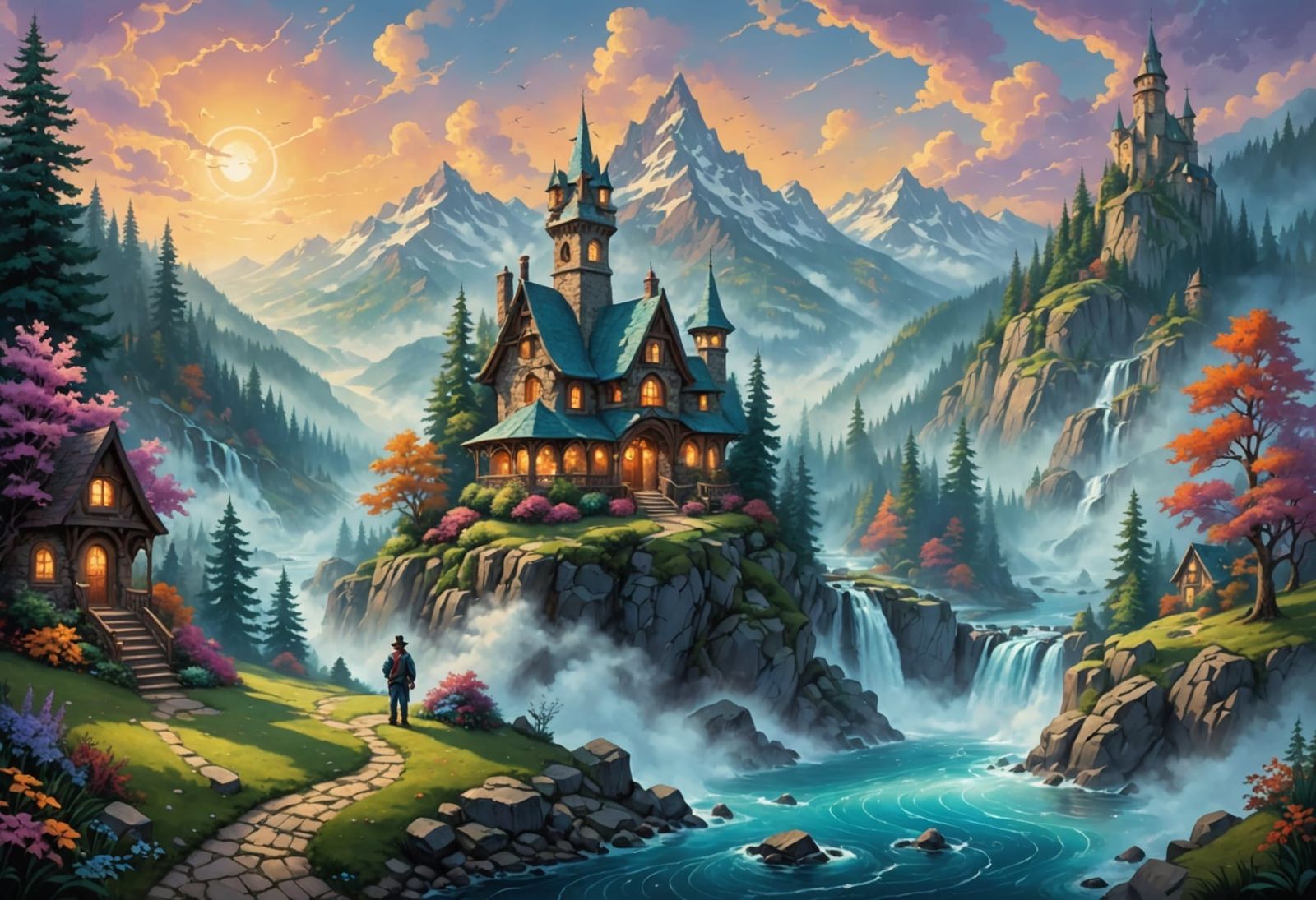 Ethereal Fantasy Tattoo Flash Sheet in Light Painter Style