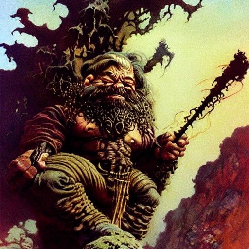 Detailed Dwarf Painting in Ethereal Fantasy Style