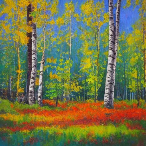 Deer in Lush Meadow: Triadic Color Oil Painting