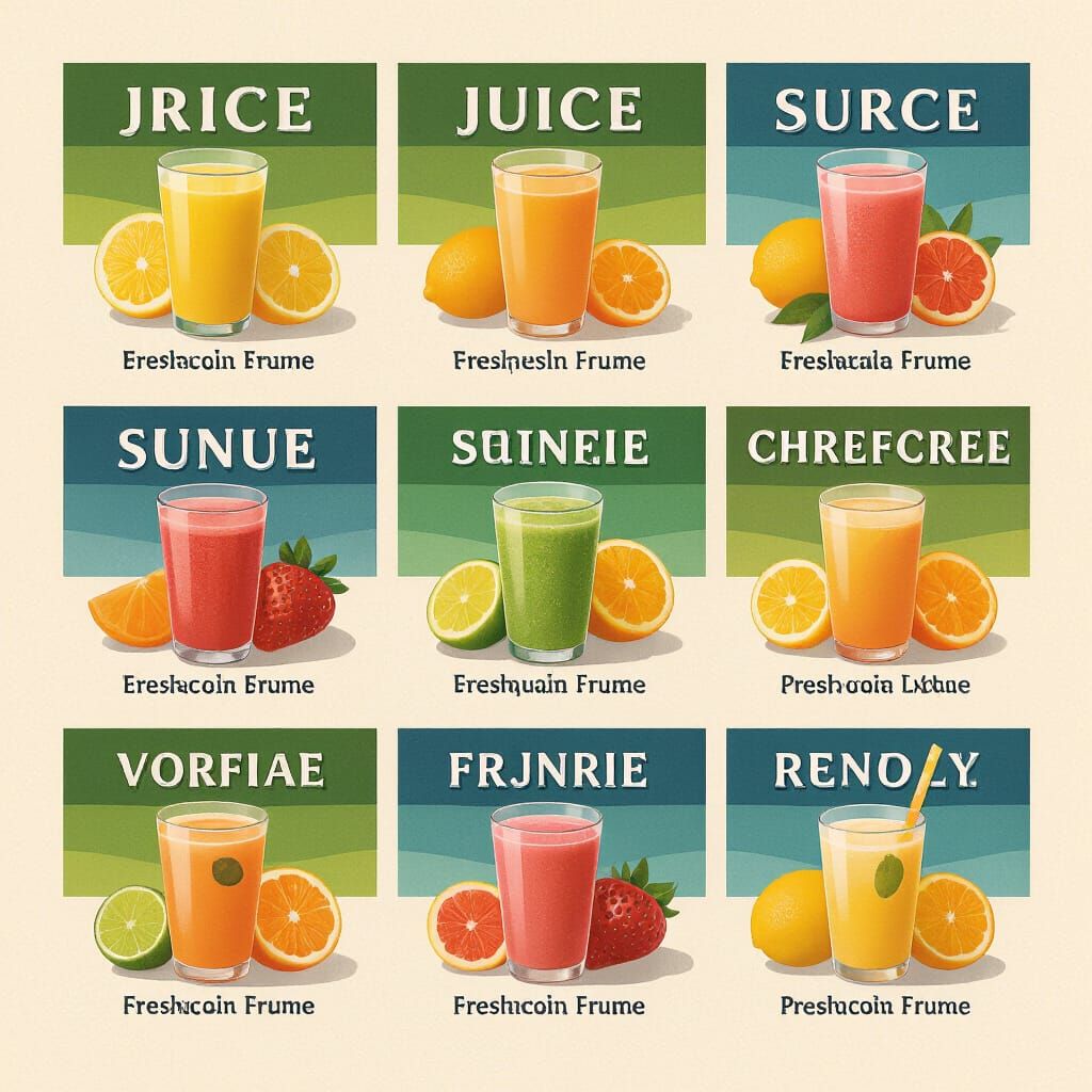 Vibrant Illustrated Juice Menu Design