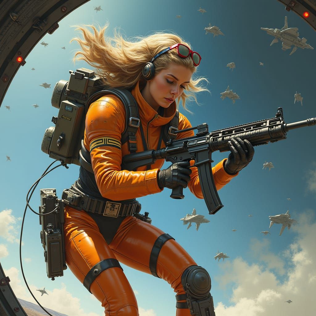 Woman in Spaceship, Sci-Fi Action Scene