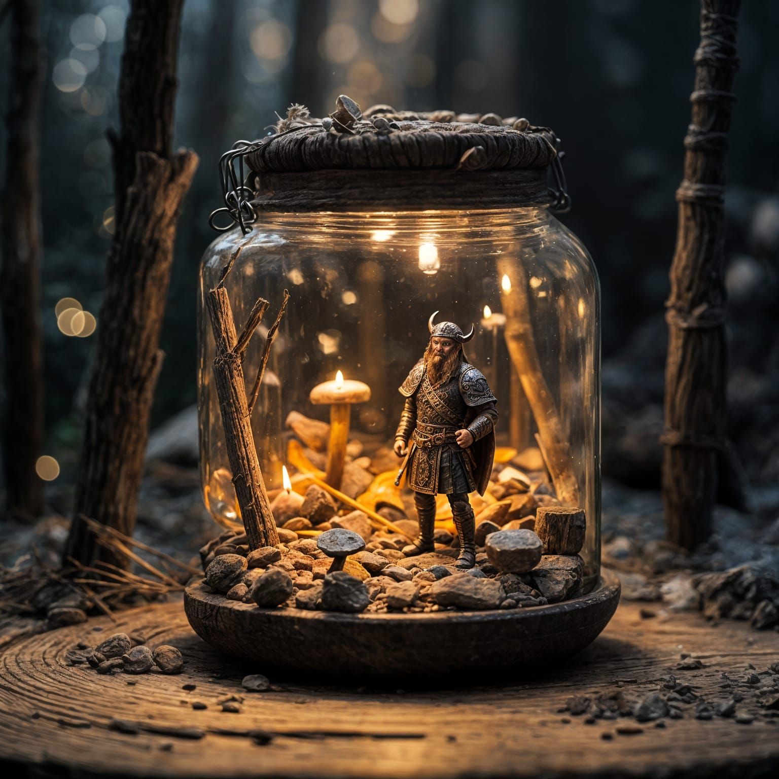 Viking Scene Encapsulated in a Jar